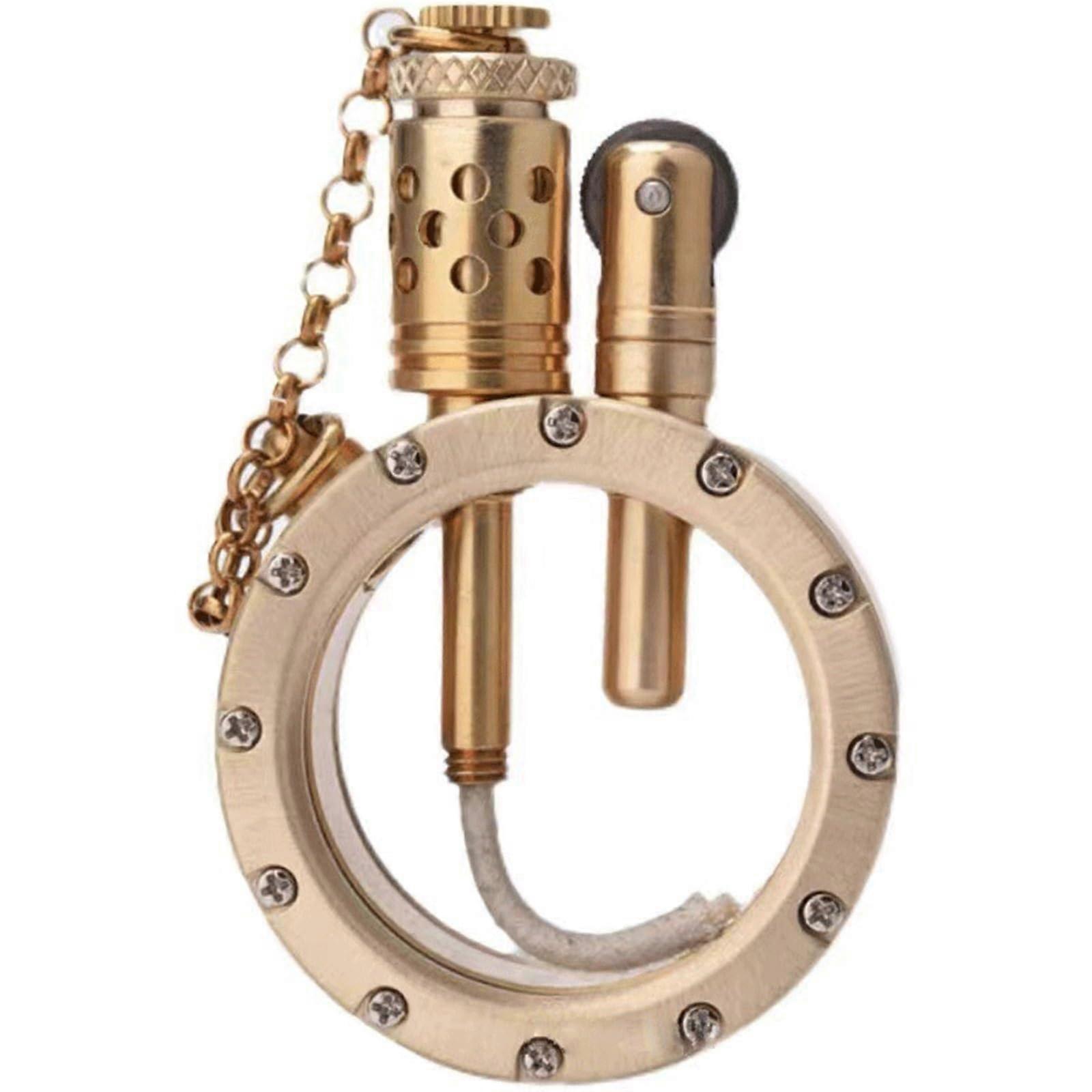 Kerosene Lighter, Pure Copper, Steampunk Style, Grinding Wheel Ignition, Transparent Oil Window, Kerosene Not Included