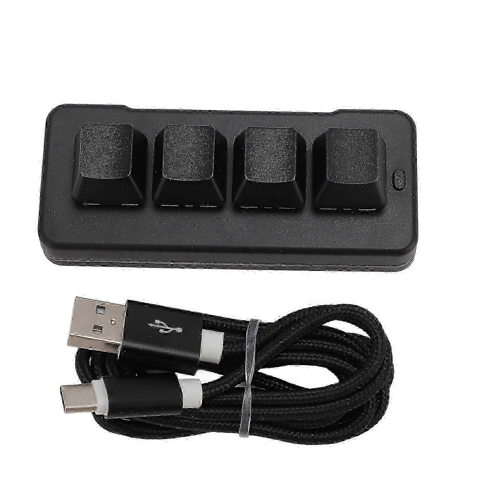 4 Key Mechanical Gaming Keyboard Wired USB Programmable Macro Keypad with RGB Dynamic Lighting for Win Computers 2025