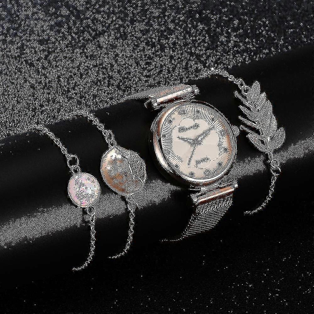 Conjunto de pulsera de reloj de flores de hebilla magnet de lujo