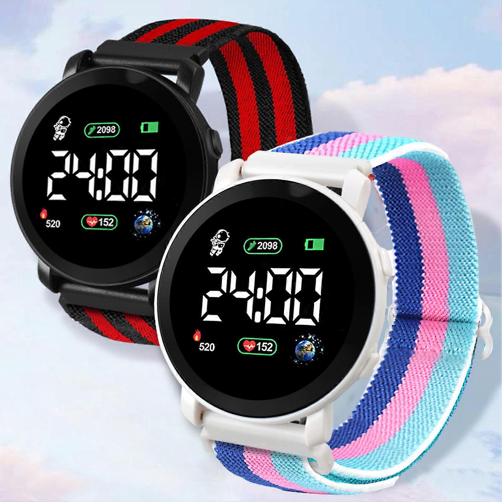 SUSUchens Electronic Watch LED Digital Display Round Dial Adjustable Strap Accurate Time Comfortable Wearing Digital Watch Style 1