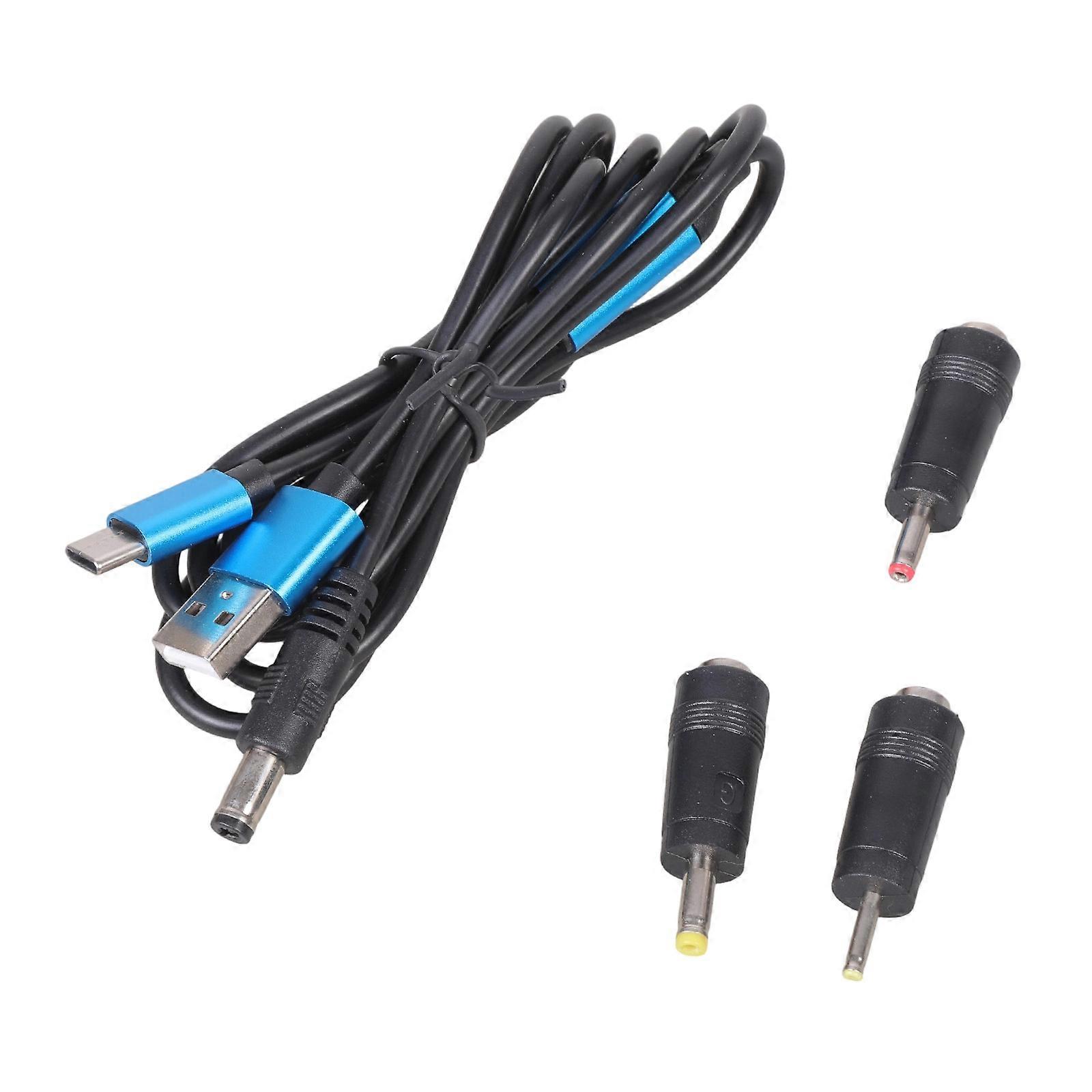 USB To Type C And 5.5x2.5mm Charging Cable With 3 Adapters For 5V Devices 100cm/200cm/300cm Length Option Multicolor