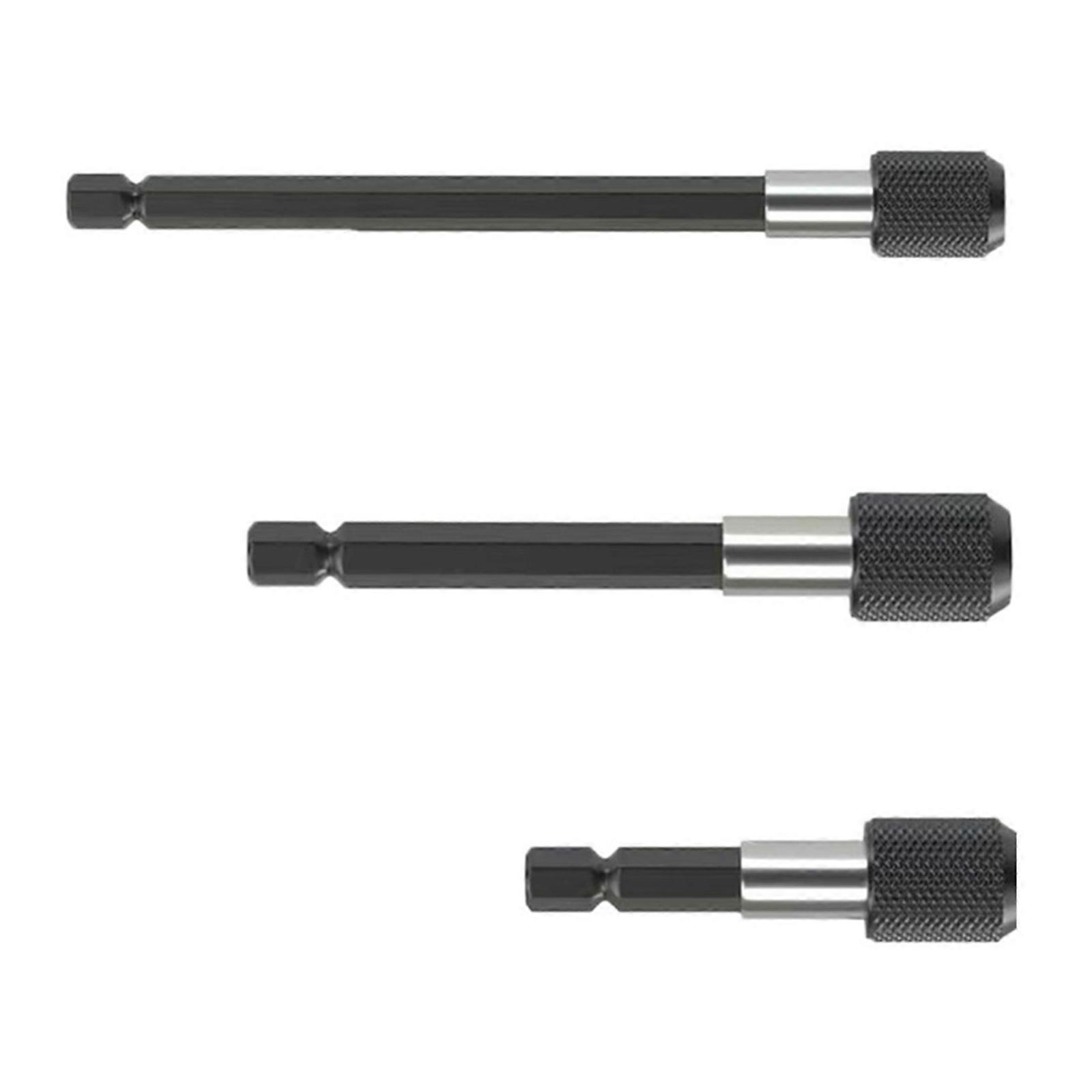 Professional 3Pcs Steel Bit Extenders with Instantly Release Mechanism Electric Screwdriver Extension Rod Multicolor