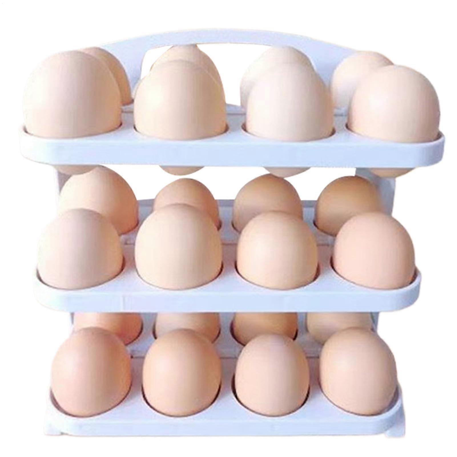 Fridge Egg Holder with Handle, Folding Refrigerator Door Storage Rack for Kitchen Dorm RV