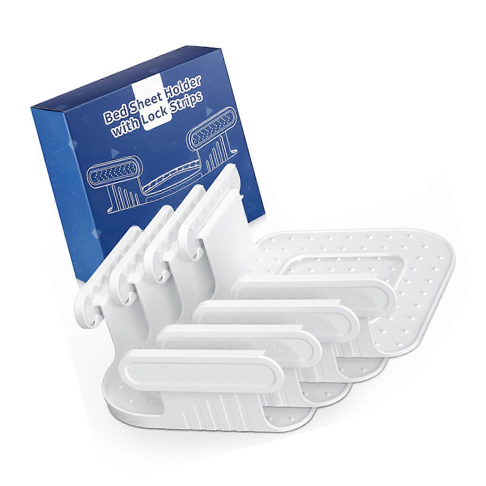 Pack of 4 Invisible Bed Sheet Grippers Antislip Technology Easy Installation No Tool Need ABS Mattress Sheet Holder Clip  White