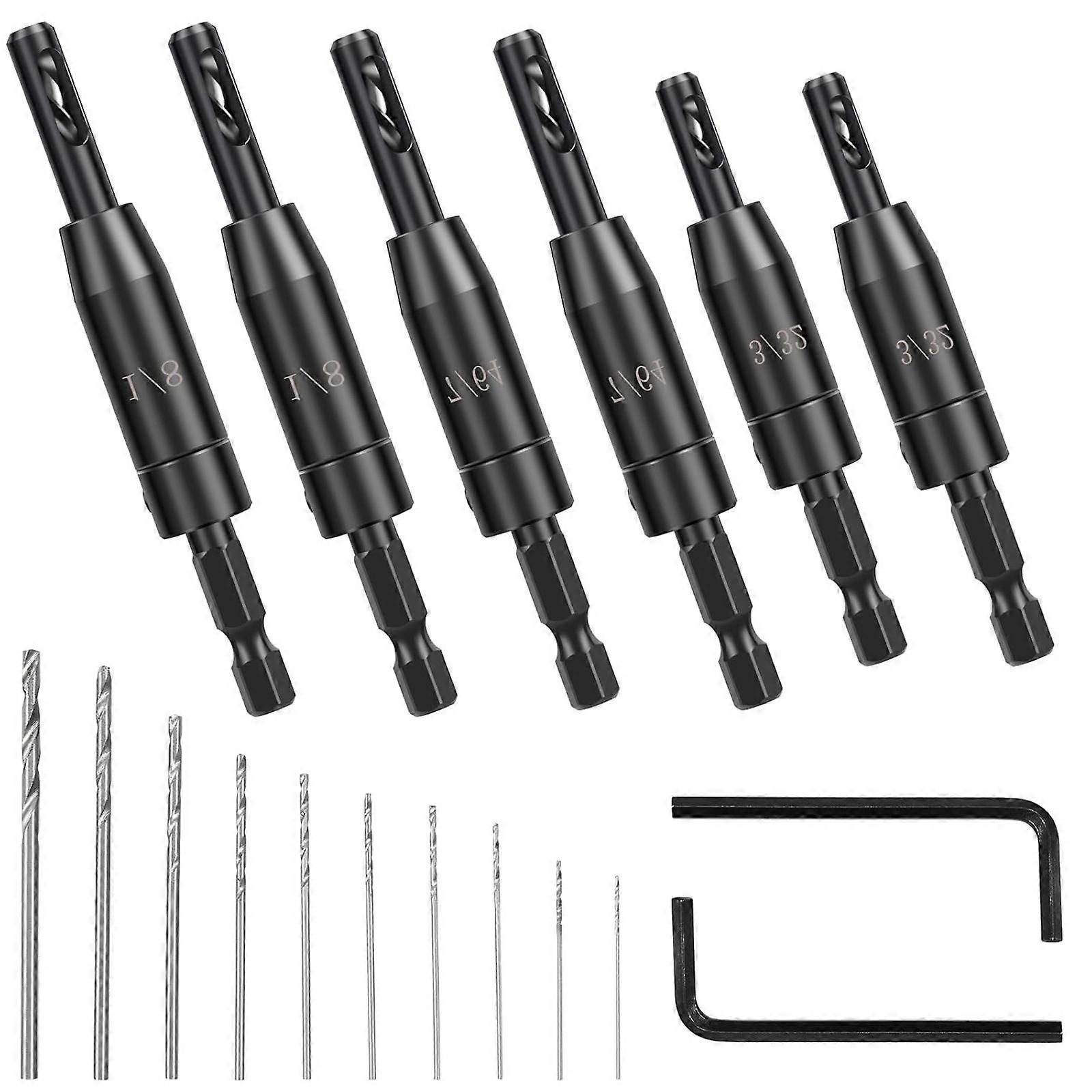 Cabinet Hinge Installation Drill Bits Set 3 Sizes Self Centering Hex Shank For Precise Boring Durable Black Oxide Finish Multicolor