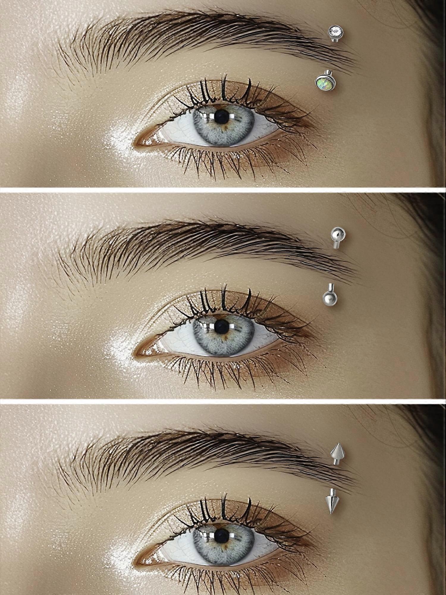 Women's Silver Tone Eyebrow Stud Set, 3-Piece