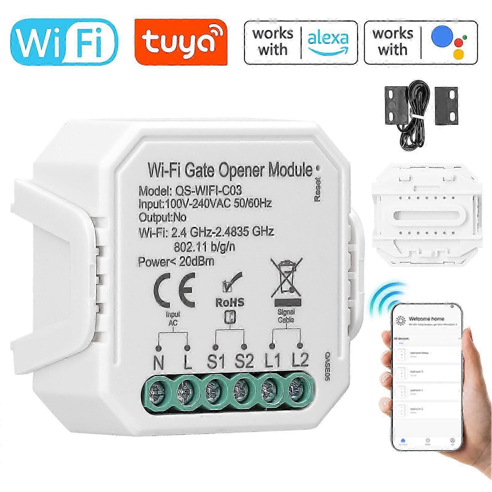 Tuya WiFi Garage Door Opener Controller Mobilephone Remotely APP Control Compatible with Alexa Google Home for Voice Control