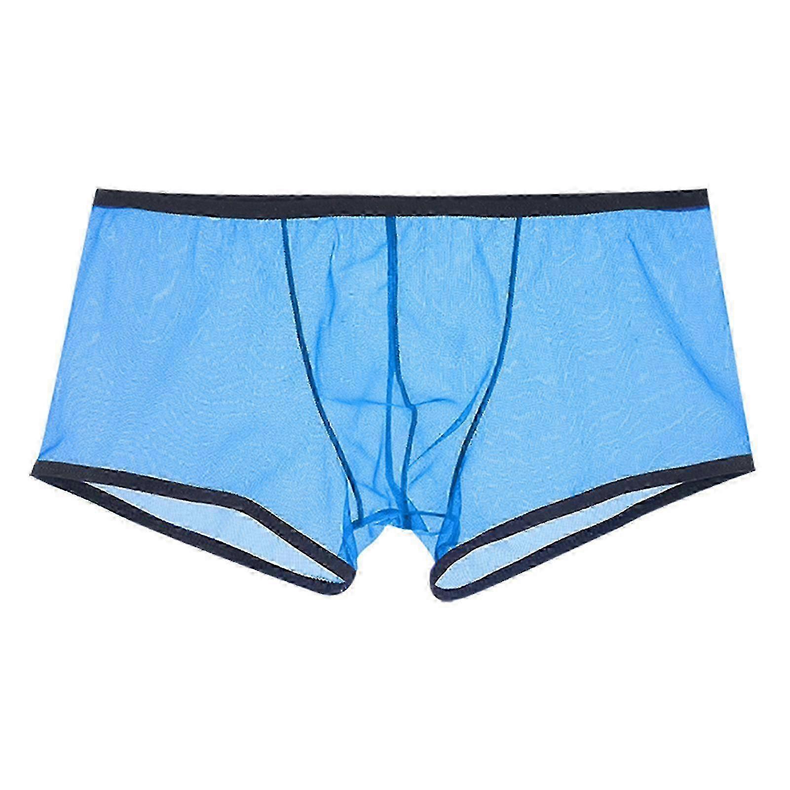 Fianao Men Panties U Convex Color Matching Stretchy Low Waist Mesh See Through Underpants Underwear