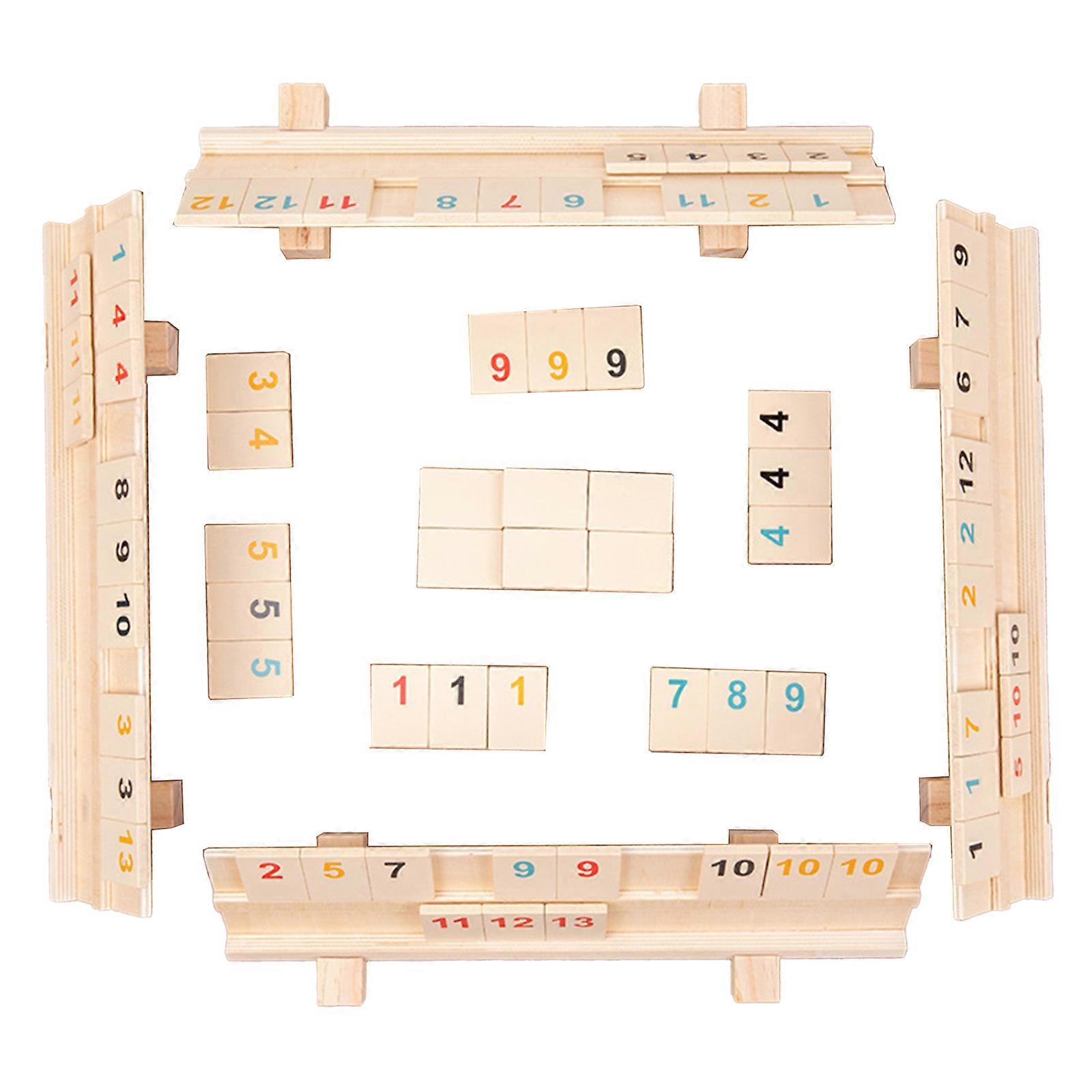 Rummy Cube Game with 106 Tiles, 4 Playing Rack Travel Size Rummy Game for Family Adults Kids Board Games Enduring Multicolor