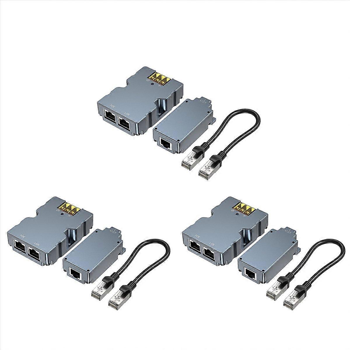 3X for High Performance 320W Gigabit PoE Injector DC48V Dish to RJ45 Adapter Combo Kit for Flat