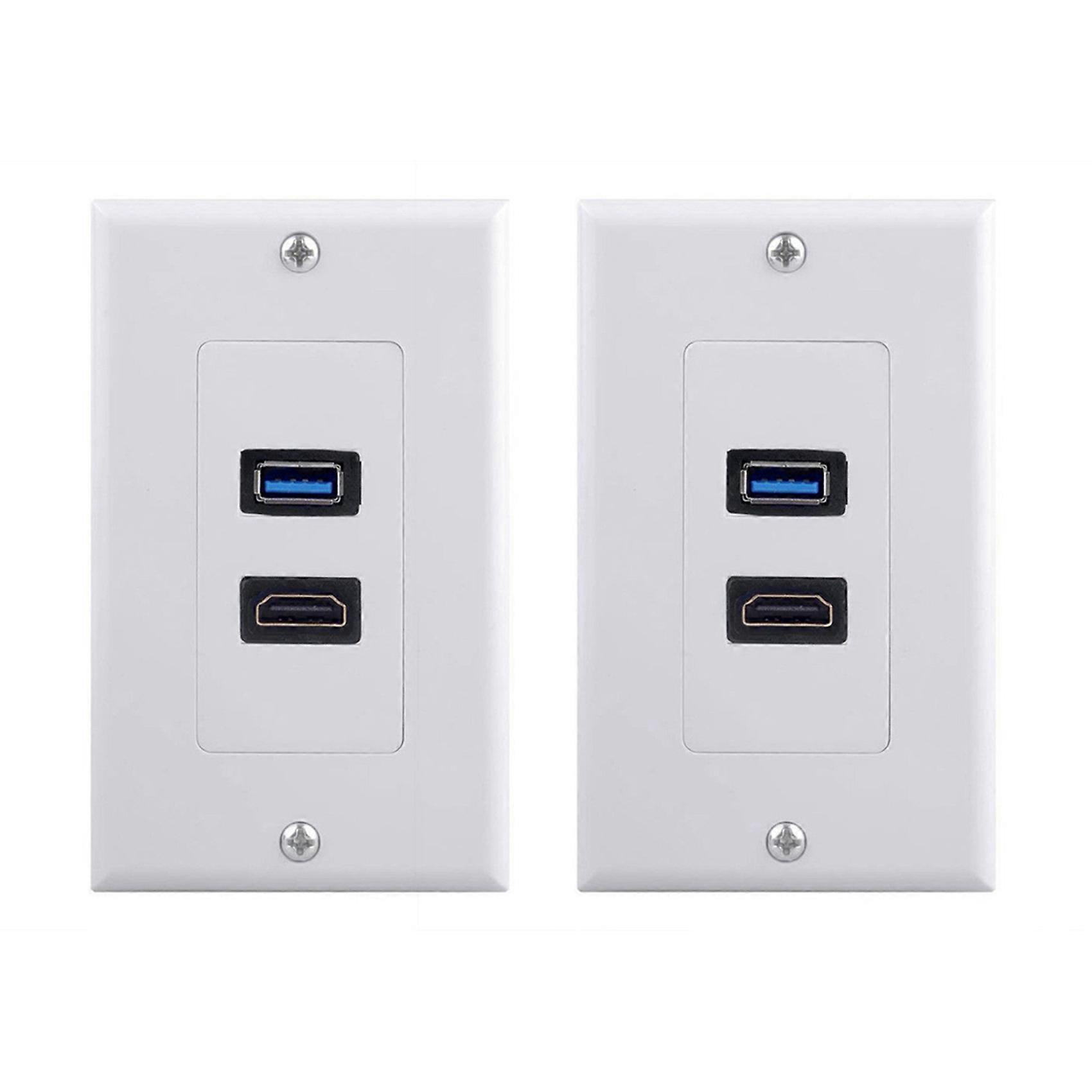 3X 2Port +USB 3.0 Female Wall Face Plate Panel Outlet Socket Extender White