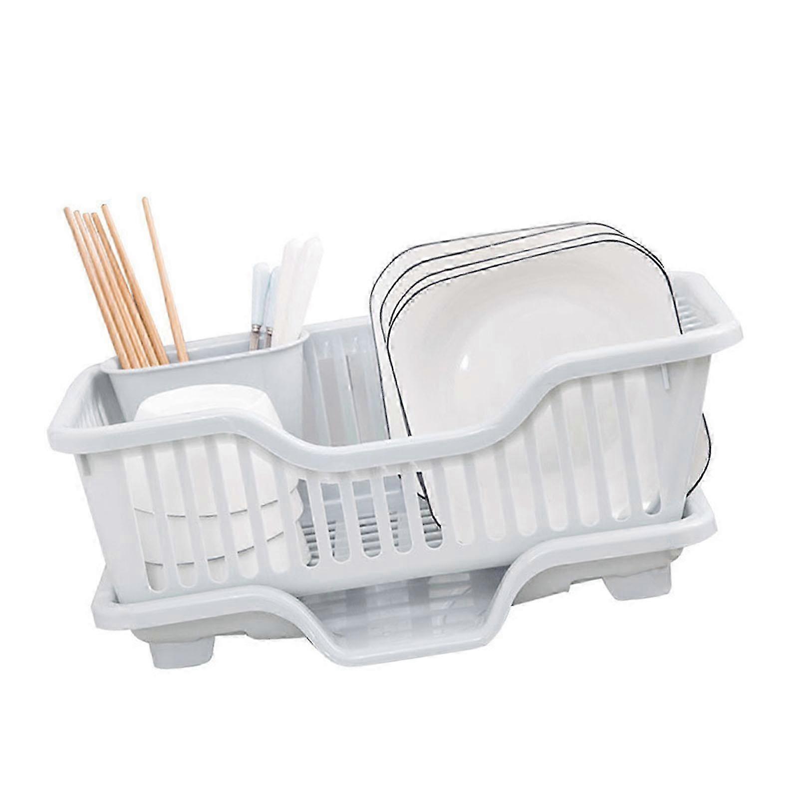 Dish Drying Rack with Drainboard Large Capacity Dish Drainer with Utensil Holder for Kitchen f26