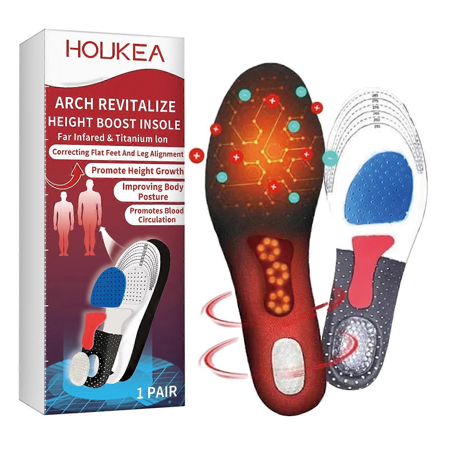 1-6PCS HOUKEA HKB05-A016-1-RD1 1 Pair Arch Support Insoles Flat Foot Correction Height Boost Insoles