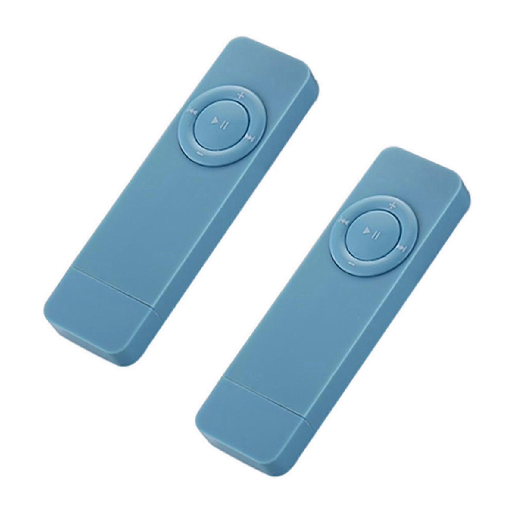 2X Portable USB Sport U Disk Mini Mp3 Music Player Support 32GB TF Card（Blue）
