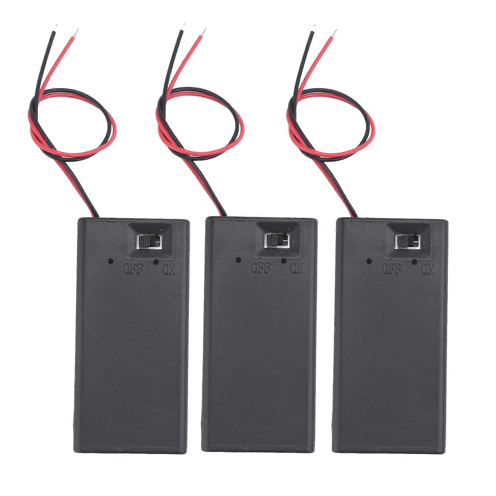 3 Pcs Two Wire Lead On/Off Switch 1 x 9V Battery Cell Case Holder