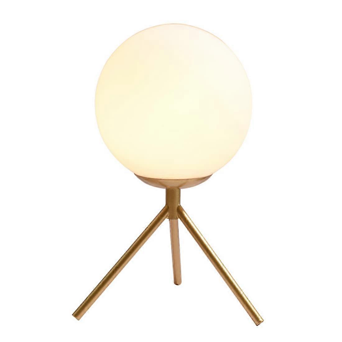 Modern Table Lamp with White Glass Globe, Gold Triangle Base Bedside Light for Bedroom