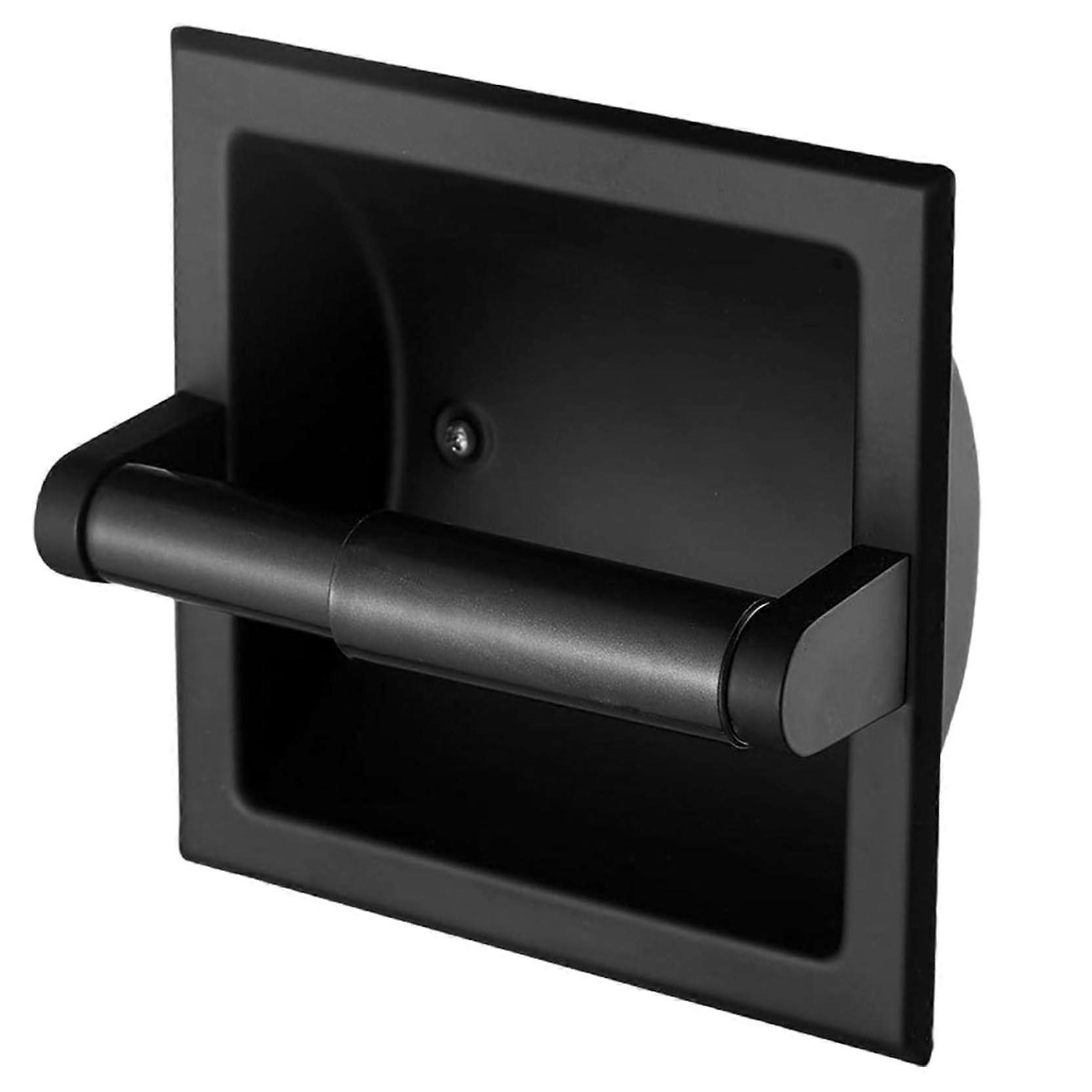 Black Square Wall Mounted Toilet Paper Holder Modern Space Saving Design for Bathroom and RV