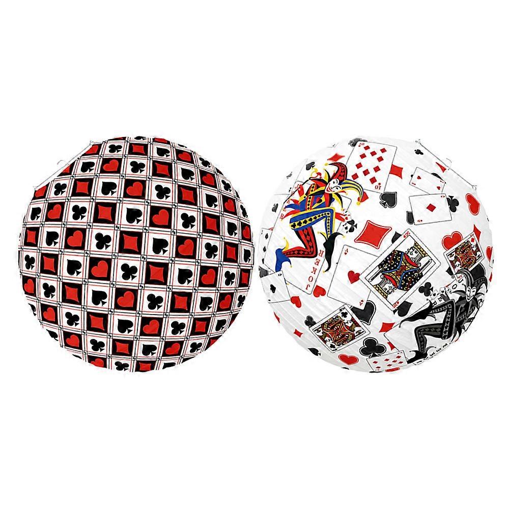 Paper Poker Lanterns 2Pcs Theme Lanterns for Party Decoration