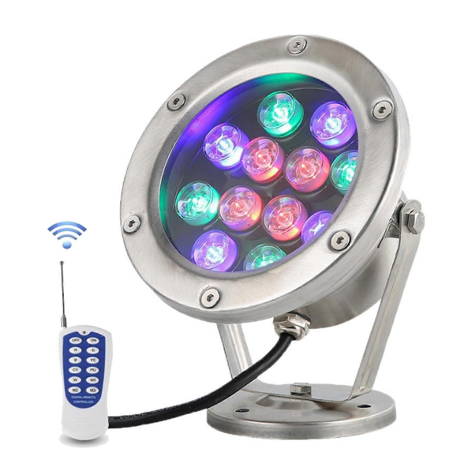 Underwater LED Pool Lights RGB IP68 Waterproof with Remote Control Adjustable Pond Spotlight 9W AC12V