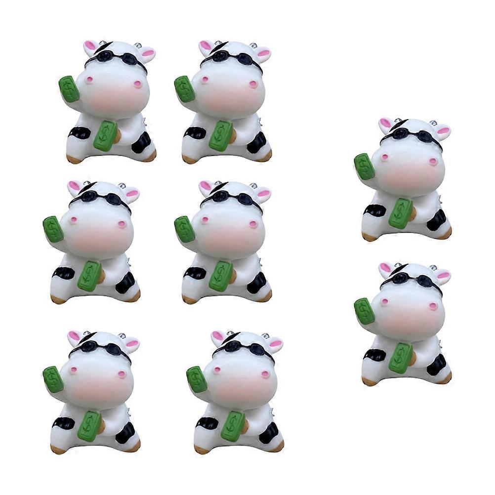 Desktop Resin Toy Cow Model for Decor 8Pcs Simulation Cattle Figures