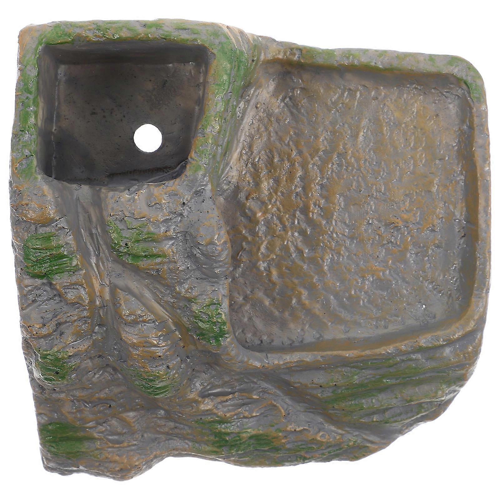 Resin Turtle Tanning Platform Cave for Reptile Use with Dark Brown Color