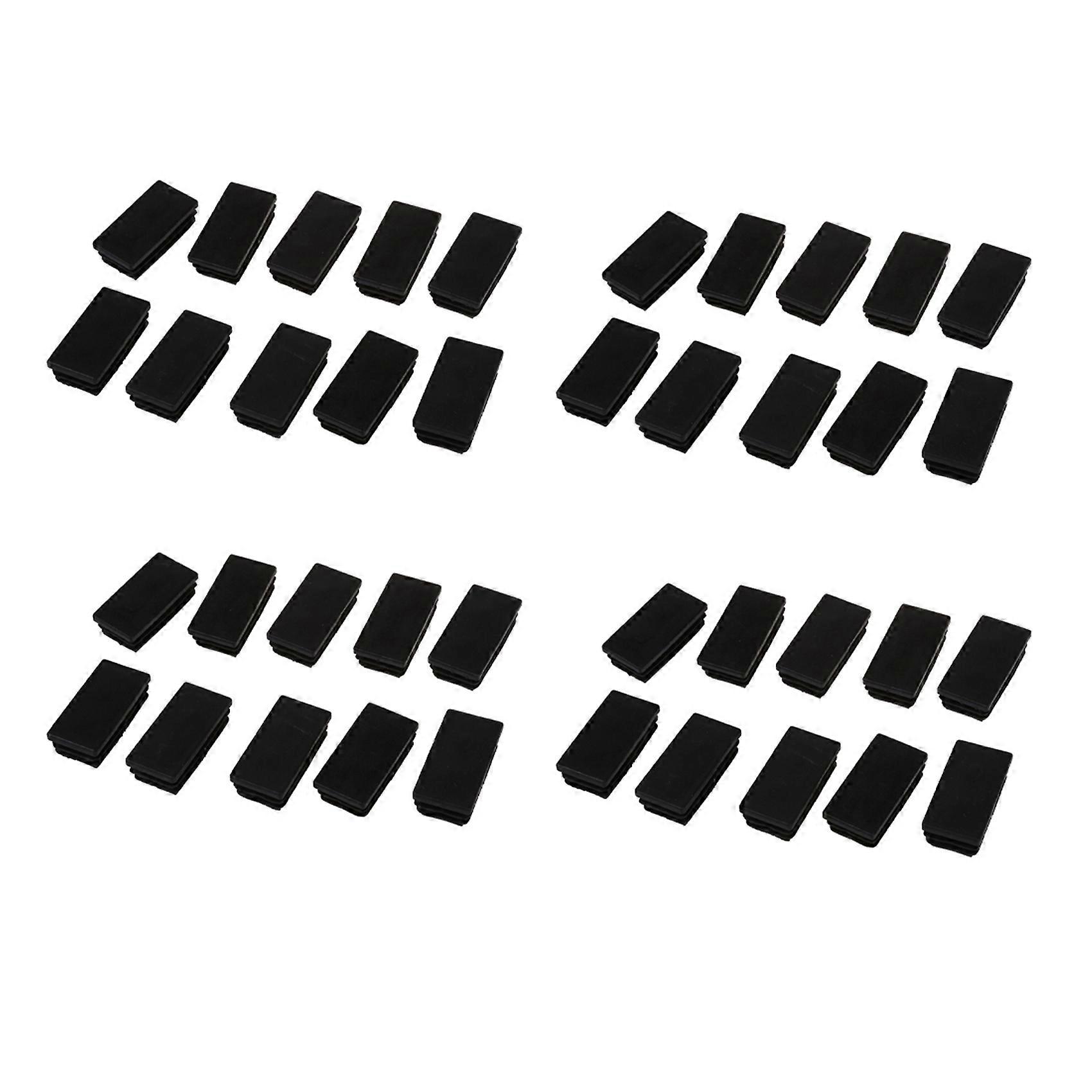 Plastic Rectangle Tube Inserts End Blanking Cap 25X50mm 40 Pcs Black