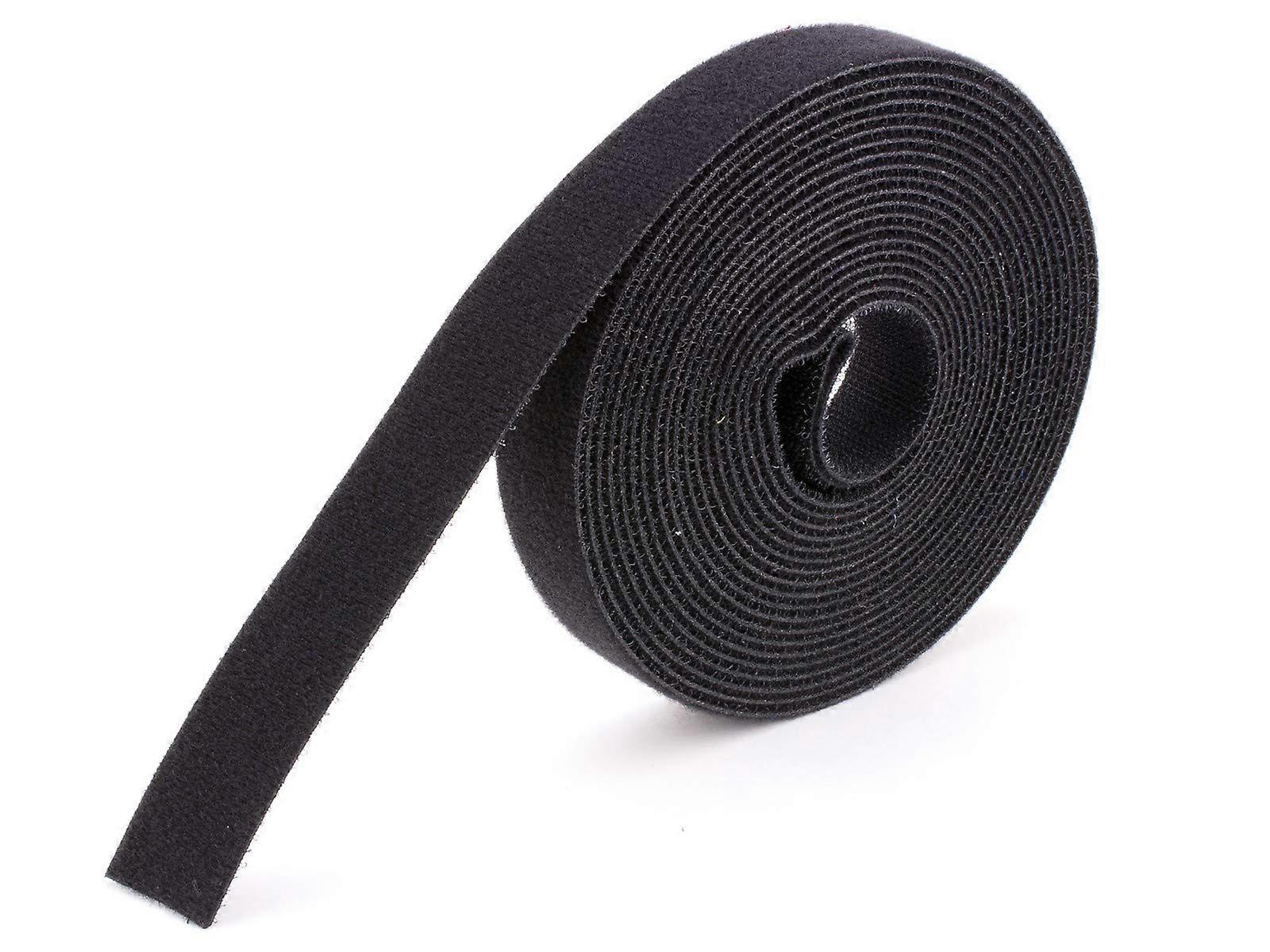 3/8 Inch Hook and Loop Cable Wrap 10 Yards Black – Reusable Cable Management Strap for Home or Office