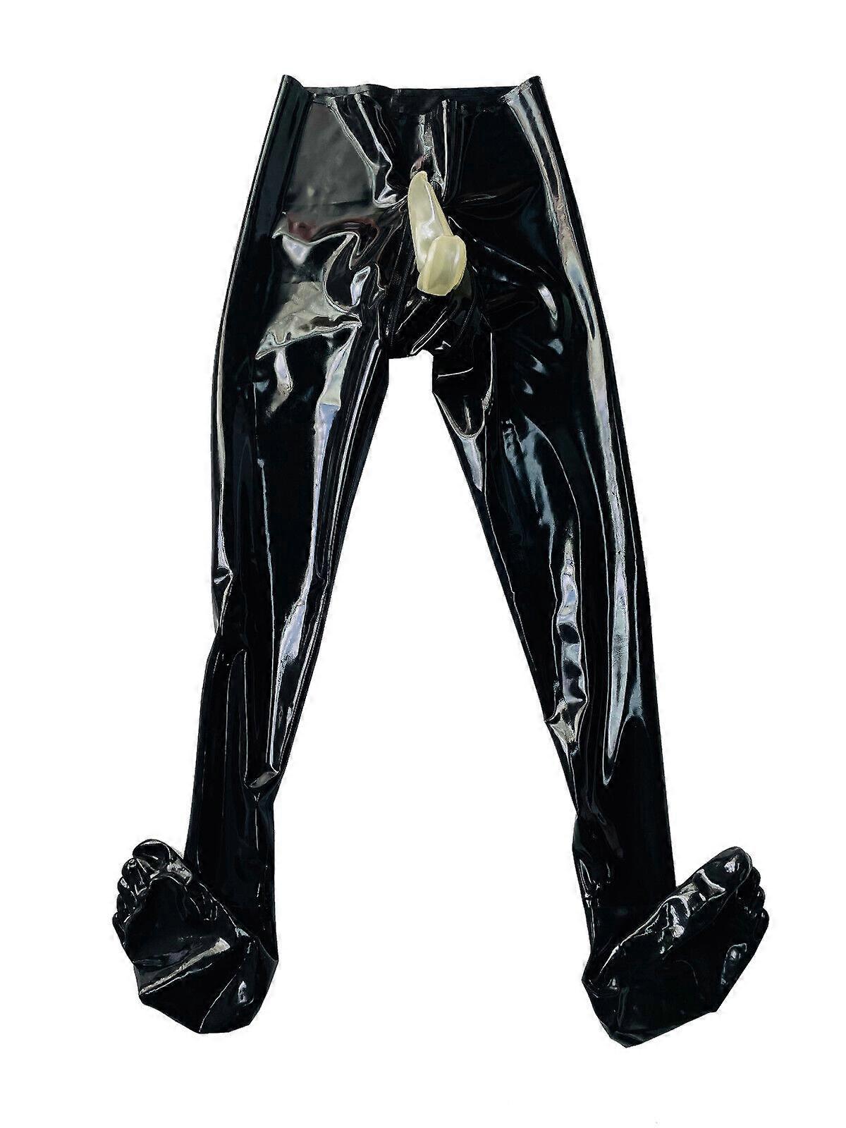 Latex trousers with toes codpiece hidden two transparent sheath 0.4mm