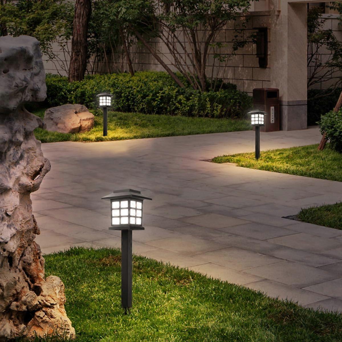 5pcs Solar Powered Garden Lights Warm LED House Lantern Stakes Weatherproof for Pathway Yard