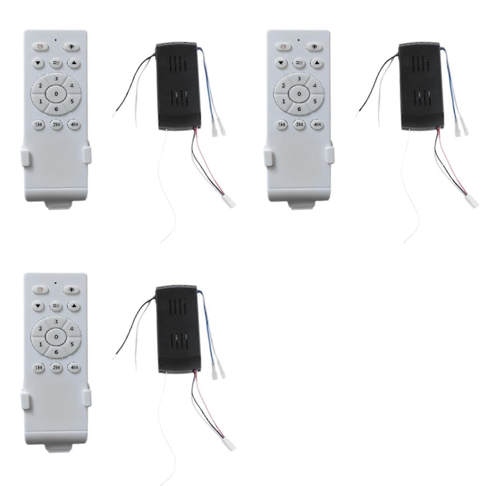 3X Universal Ceiling Fan Remote Control Kit Low Voltage 30w Dc Fan Light Driver Controller 6-Speed & Timing Remote
