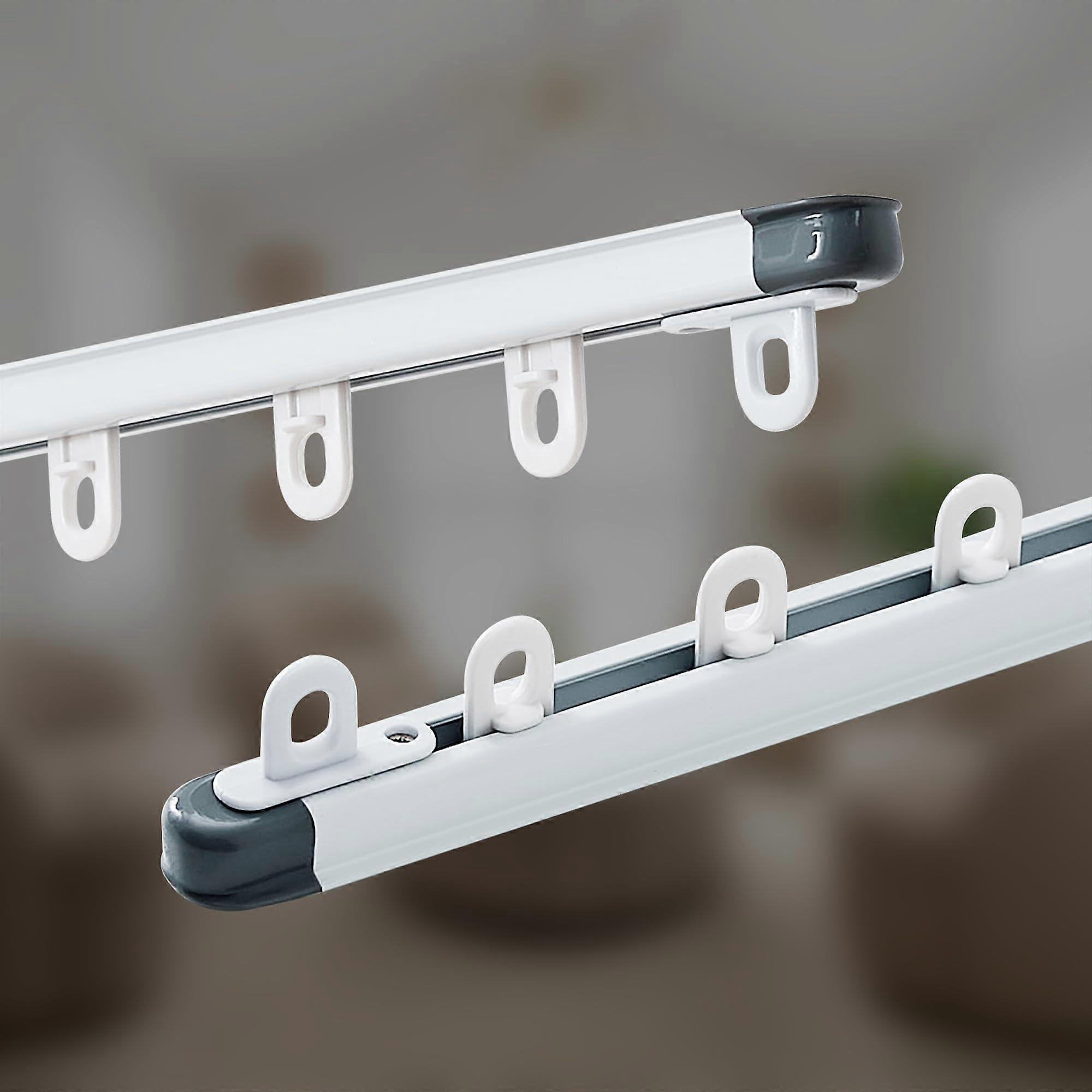 Ceiling Curtain Track Retractable Adjustable Rail Heavy Duty RustResistant for Room Divider 5.87.6 FT Matte White