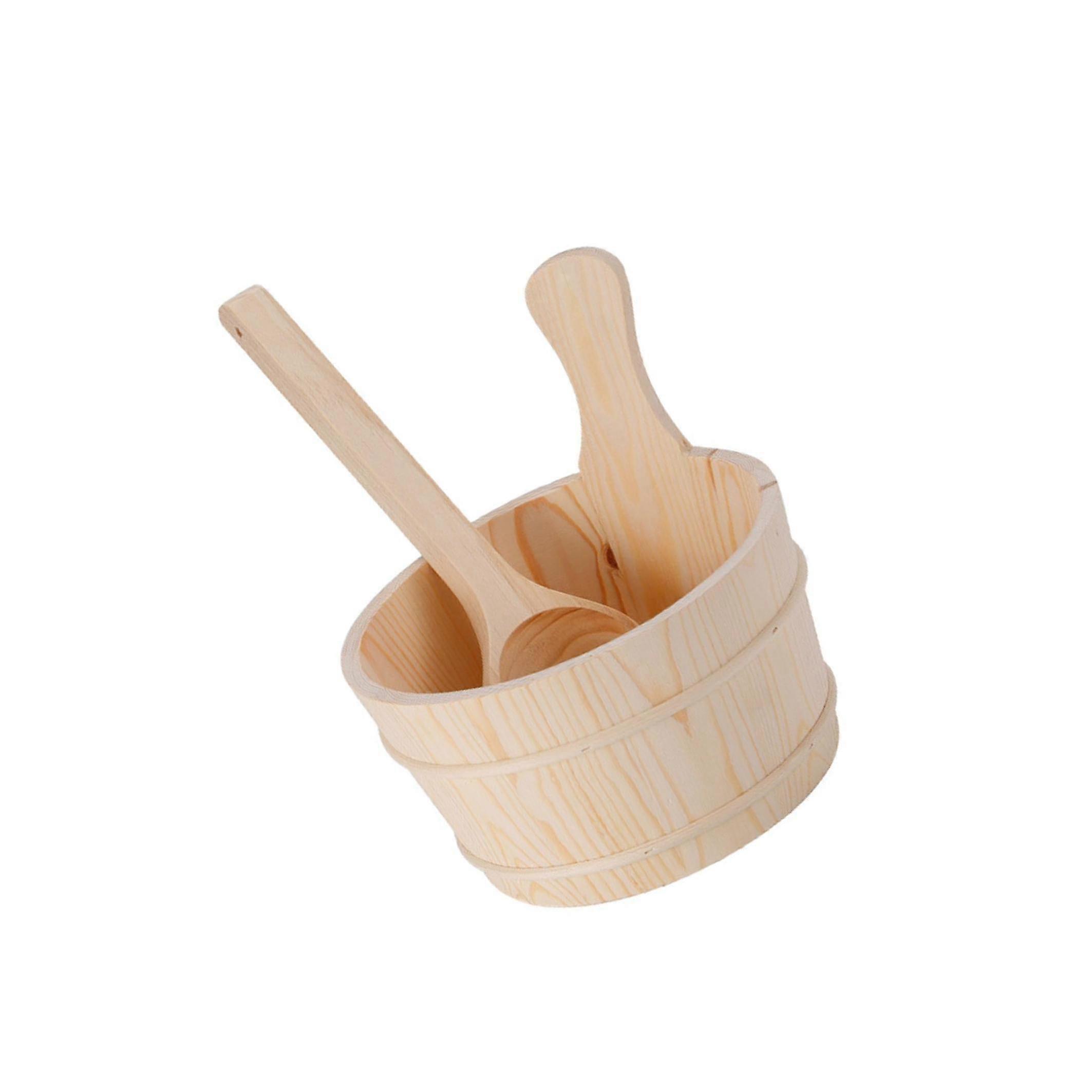 Sauna Bucket Set Solid Wood With Sauna Liner With Laddle 4l For Spa Use