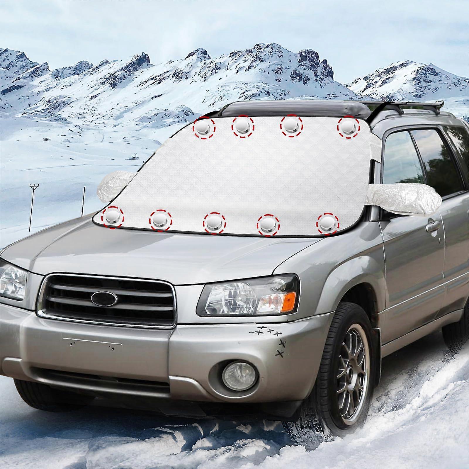 Magnetic Car Windshield Snow Cover with Side Mirror Freeze Guard, Extra Thick 4Layer Waterproof Shield