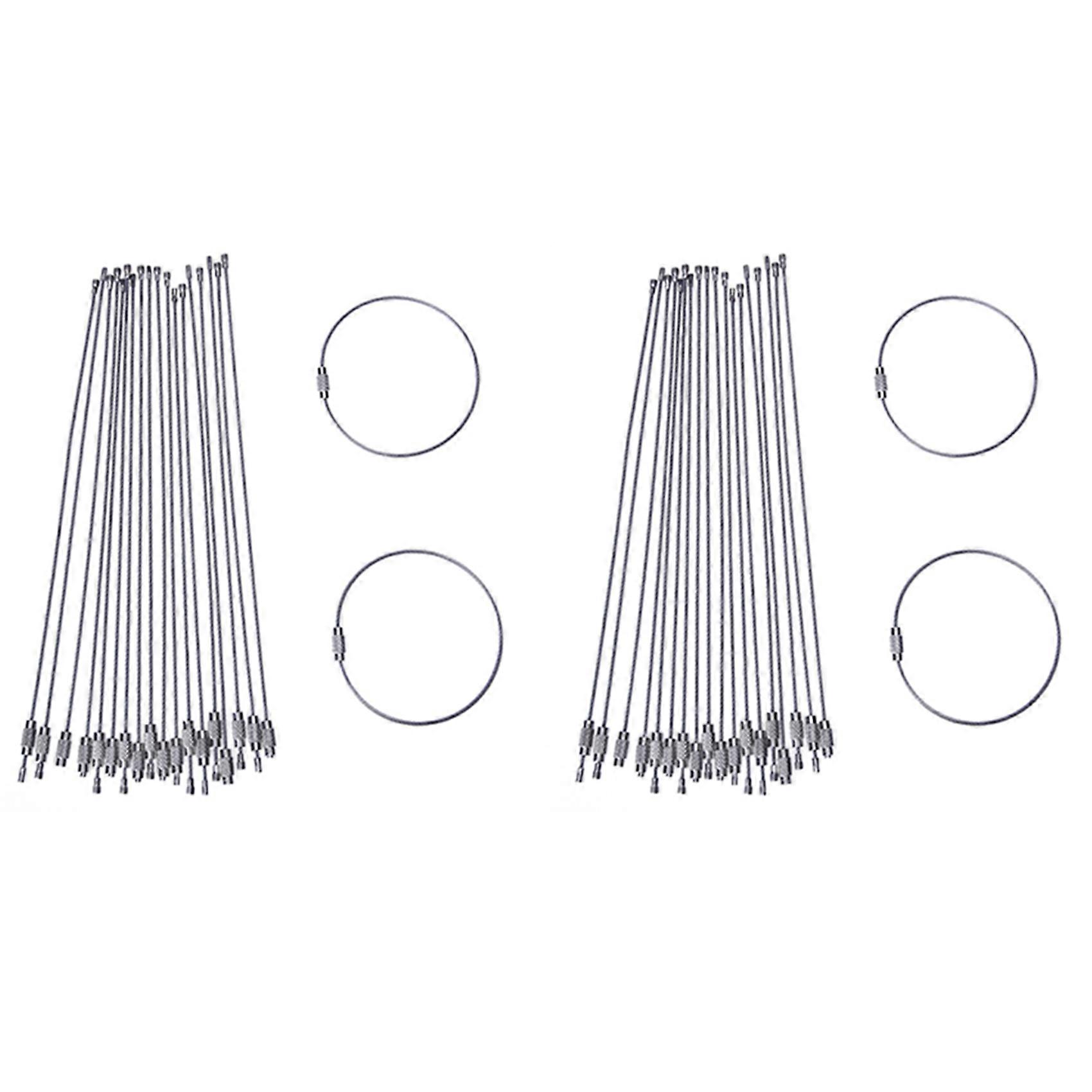 Stainless Steel 20cm Wire Keychain Cable Key Ring (100Pcs)