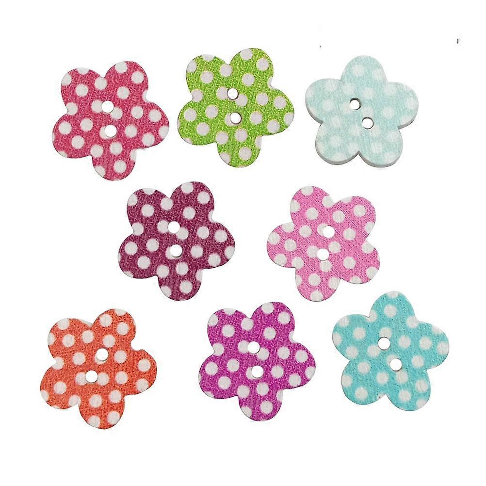 Pattern Buttons Wooden for Sewing Use 200Pcs Colorful Dotted Buttons