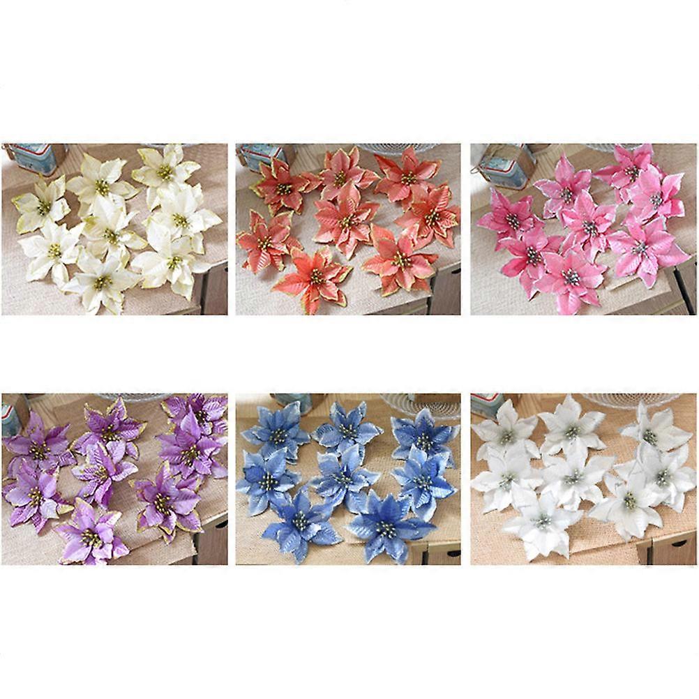 24Pcs Christmas Flower Decoration for Tree Silver Artificial