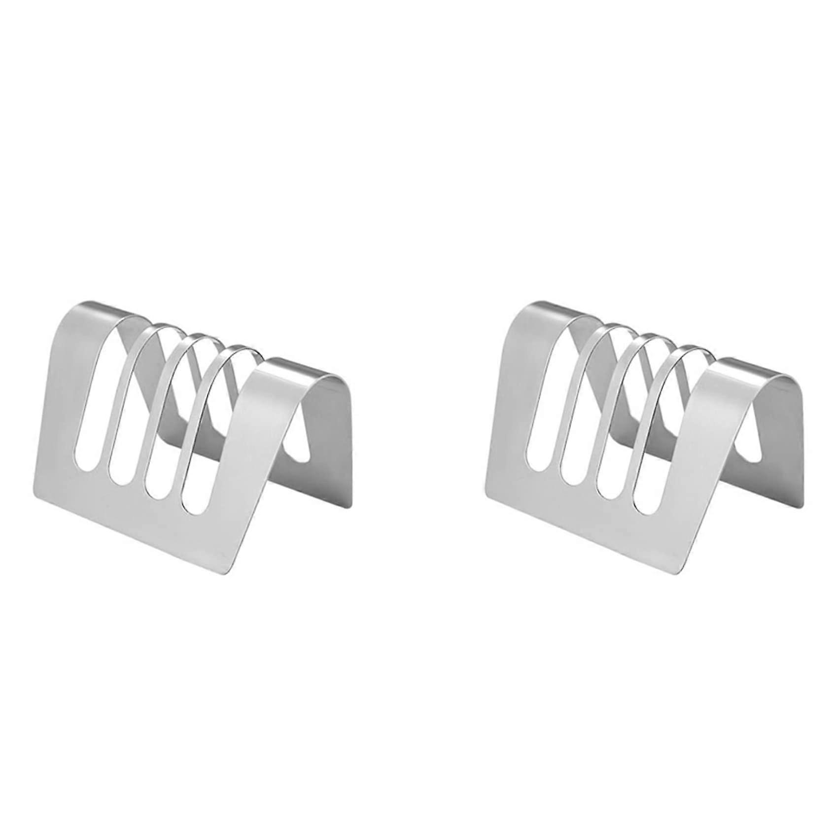 2X Stainless Steel Toast Rack Bread Holder 4 Slice Cooling Grid Stand for Kitchen Counter