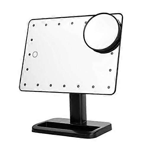 LED Makeup Mirror with Touch Sensor Light, Portable Black Vanity Mirror for Desktop Use