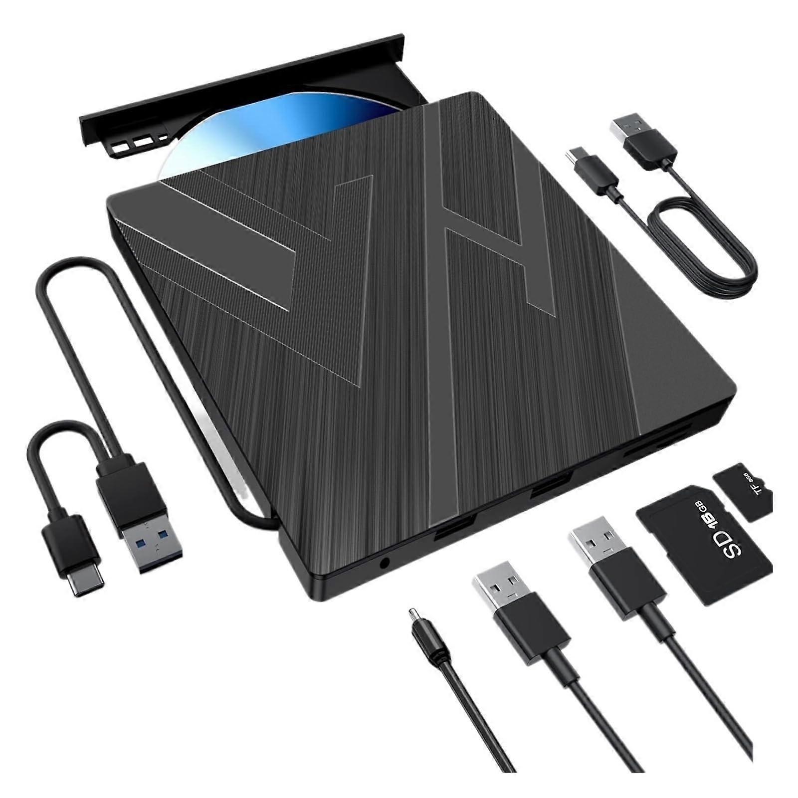 External DVD Drive USB Optical Burner with Dual Interface UltraThin Quiet Design for PC and Mac