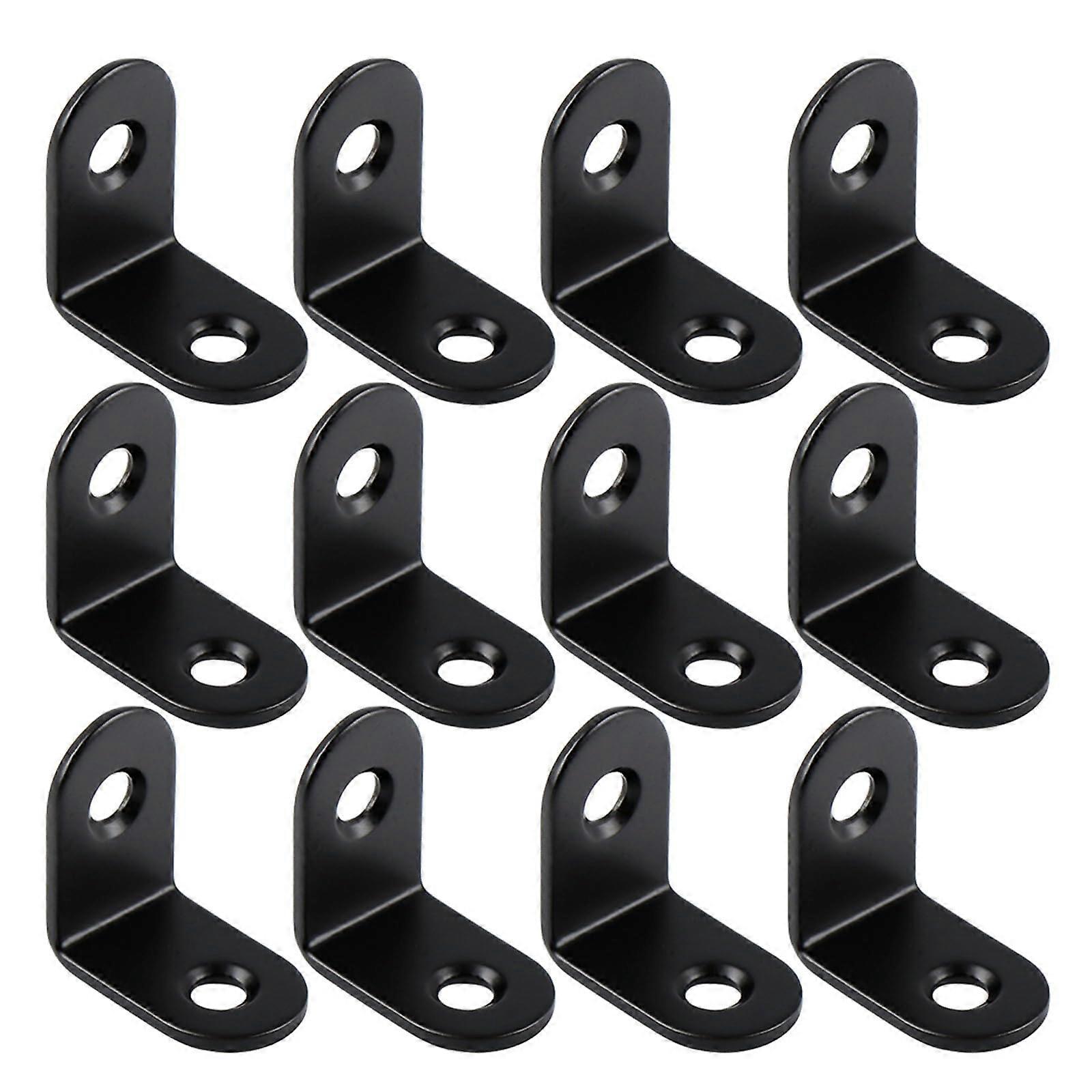 20Pcs Black Stainless Steel Right Angle Brackets LShape Corner Braces with Strong Support