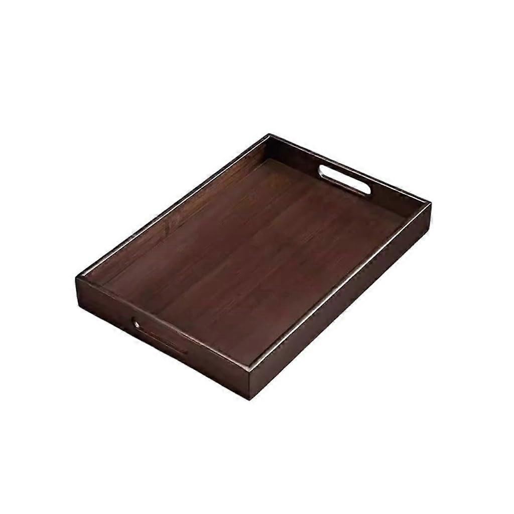 Chinese Style Wooden Tea Serving Tray, Rectangular SpaceSaving Table Organizer for Home and Office