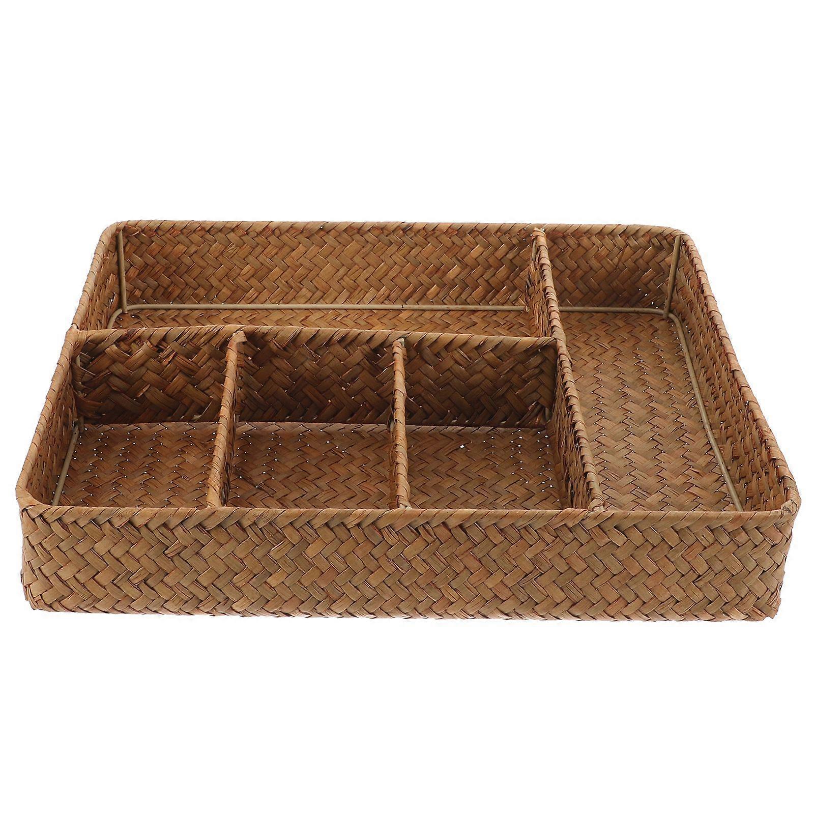Counter Organizer Basket With Divider Rustic Kitchen Bathroom Storage Basket
