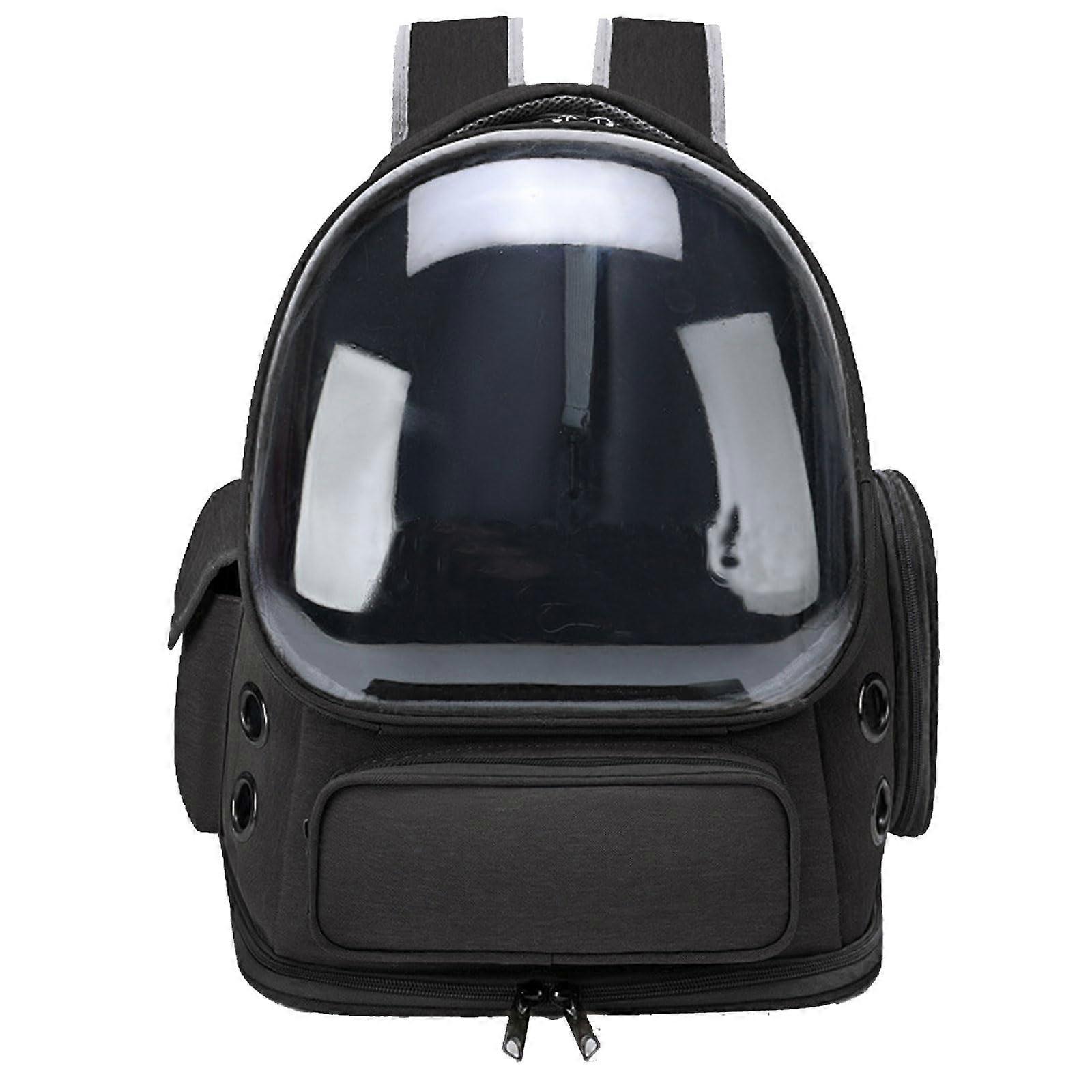 Cat Backpack Carrier with Transparent Shell, Breathable Airline Approved Pet Bubble Backpack, Black