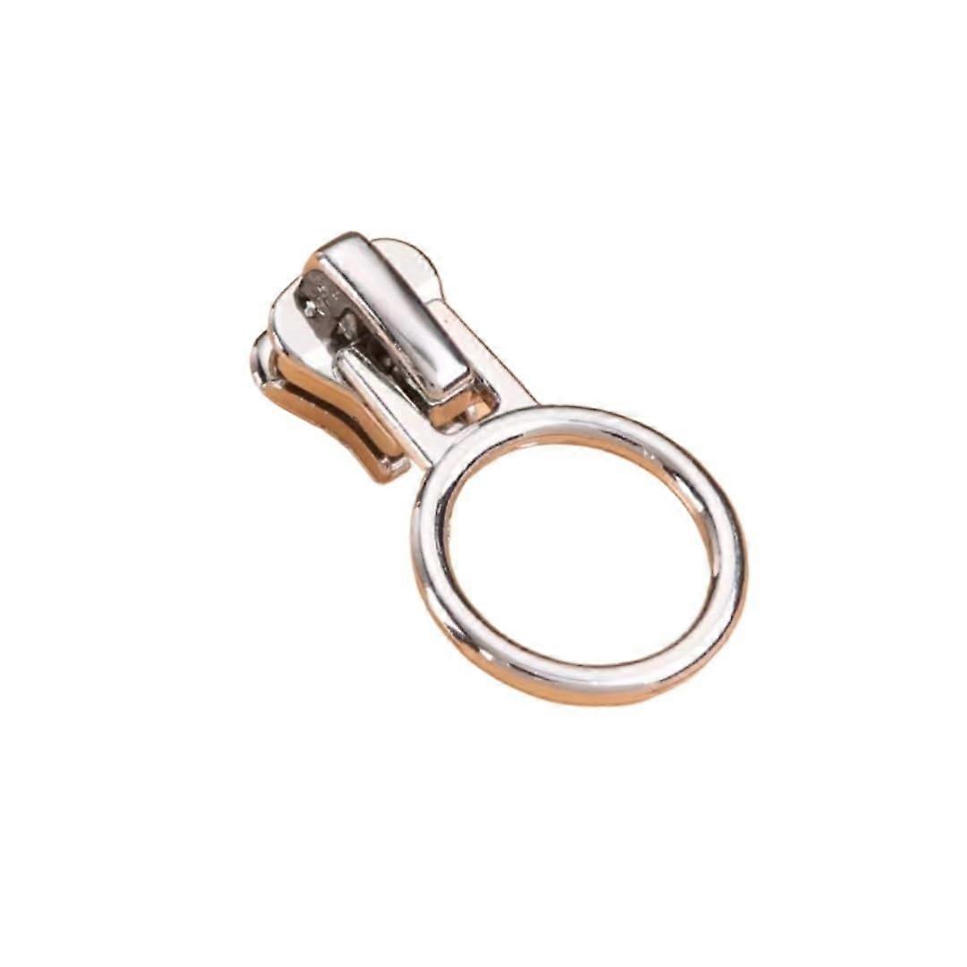 Zipper Pull Replacement Kit, Durable Zinc Alloy Sliders for Nylon Zip Tape, Silver, 5pcs