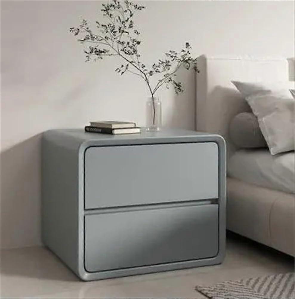 Solid Wood Bedside Table with Hidden Panel and 2 Drawers, Light Gray Nightstand for Bedroom 15.7in