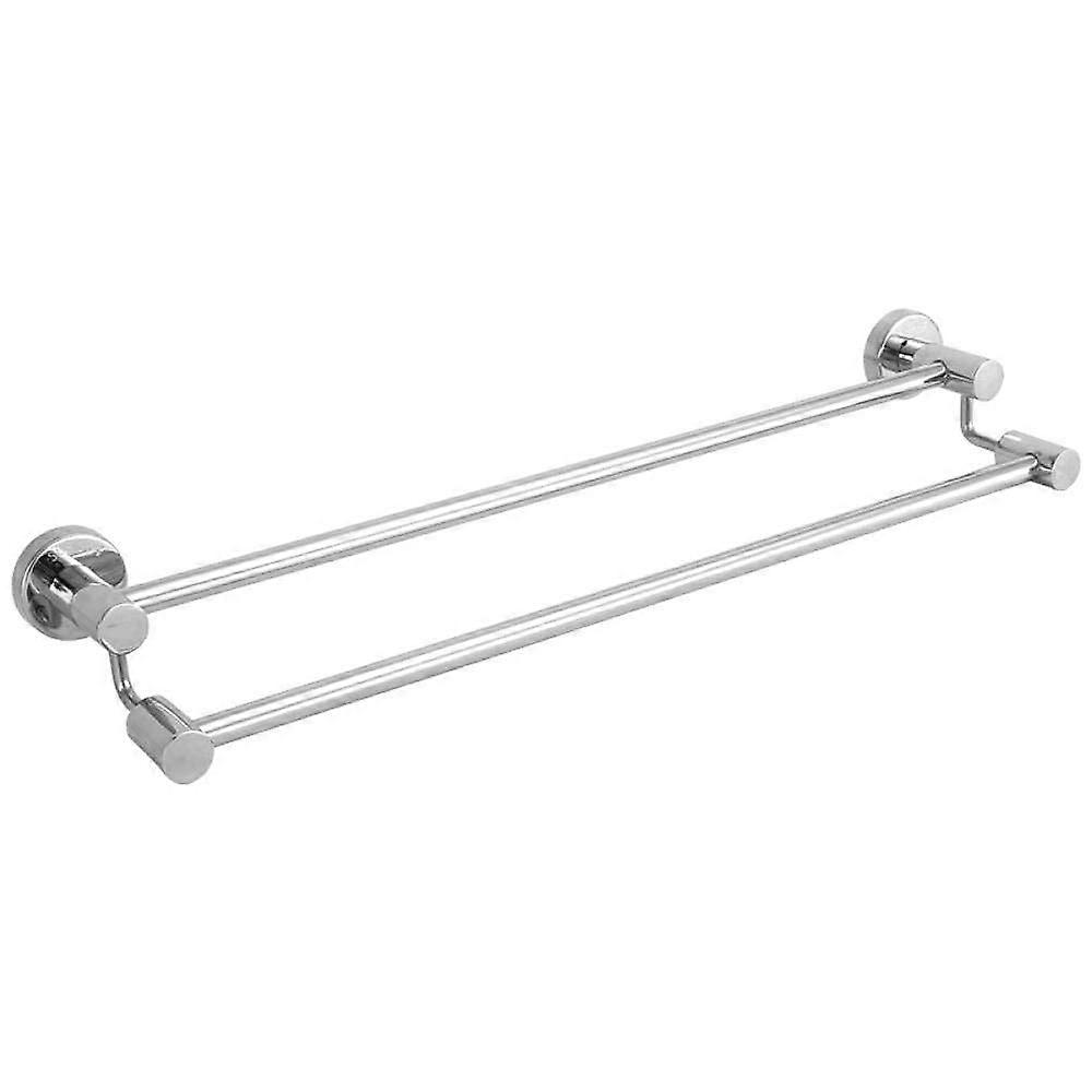 Rustproof Stainless Steel Bathroom Towel Rack, Low Double Bar Wall Mounted, 50cm