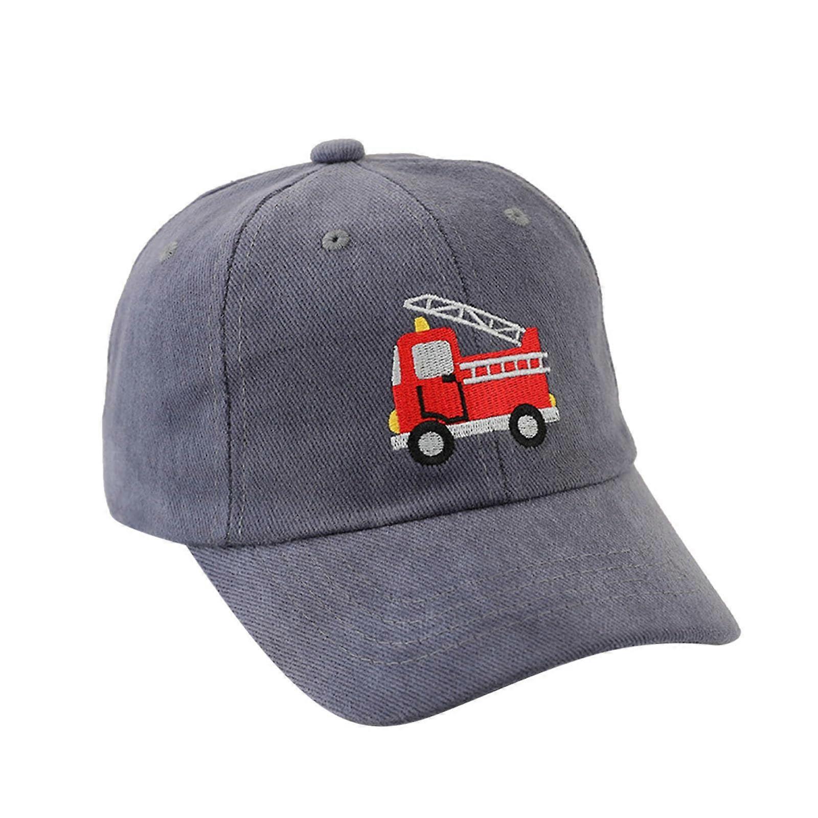 Kids Summer Trucker Baseball Cap with Fire Engine Design Adjustable One Size Blue