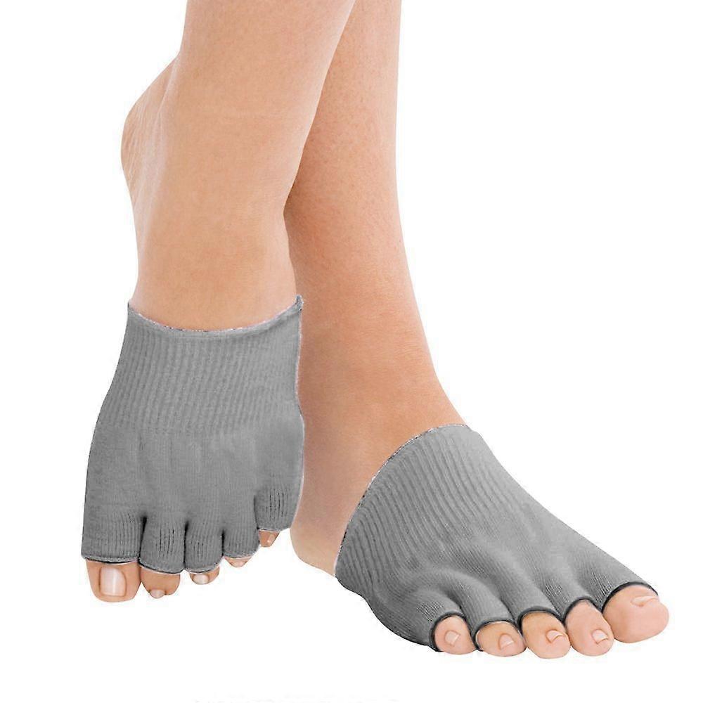 Toe Separator Socks with Gel Padding for Toe Alignment and Compression, Gray Medium 1 Pair