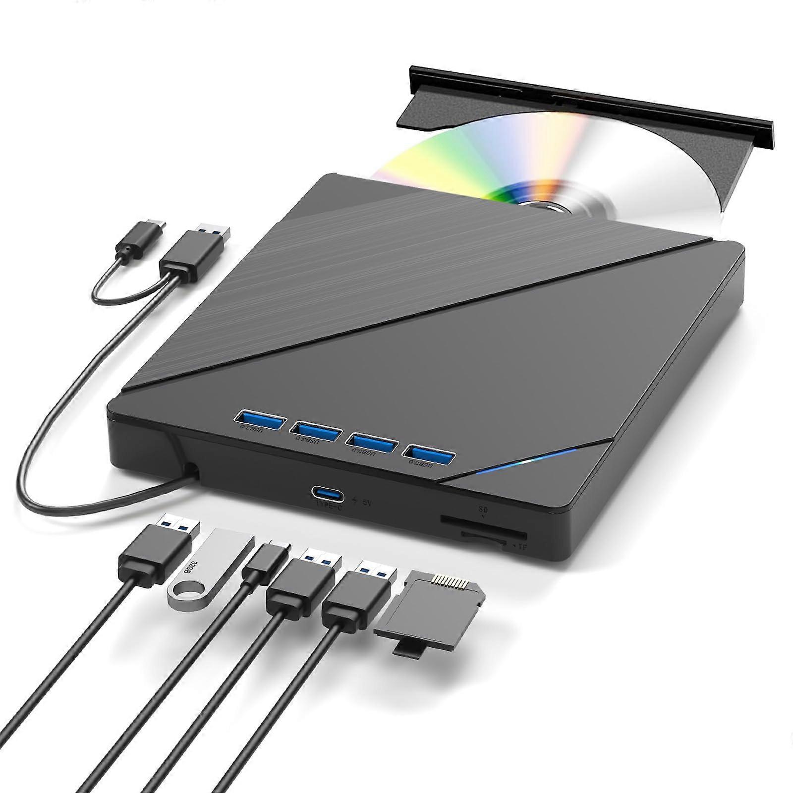 External Bluray Drive USB 3.0 Burner 100GB Speed with SD/TF Reader for PC and Mac