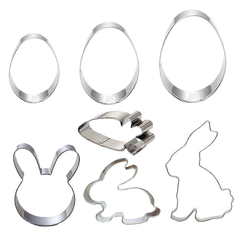 7pcs Stainless Steel Easter Themed Biscuit Moulds Baking Tools Cookie Moulds